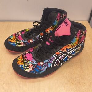 ASICS JB Elite V2.0 Wrestling Shoes Graffiti/Black/Pink Glow Colorway Size 10
